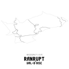 RANRUPT Val-d'Oise. Minimalistic street map with black and white lines.