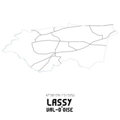 LASSY Val-d'Oise. Minimalistic street map with black and white lines.