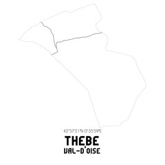 THEBE Val-d'Oise. Minimalistic street map with black and white lines.