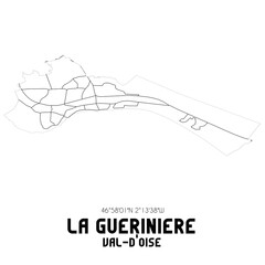 LA GUERINIERE Val-d'Oise. Minimalistic street map with black and white lines.