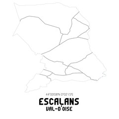 ESCALANS Val-d'Oise. Minimalistic street map with black and white lines.