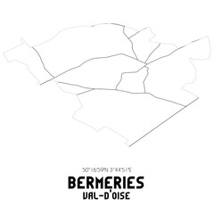 BERMERIES Val-d'Oise. Minimalistic street map with black and white lines.