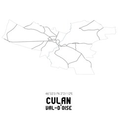 CULAN Val-d'Oise. Minimalistic street map with black and white lines.