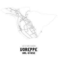 VOREPPE Val-d'Oise. Minimalistic street map with black and white lines.