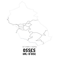 OSSES Val-d'Oise. Minimalistic street map with black and white lines.