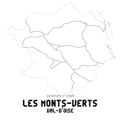 LES MONTS-VERTS Val-d'Oise. Minimalistic street map with black and white lines.