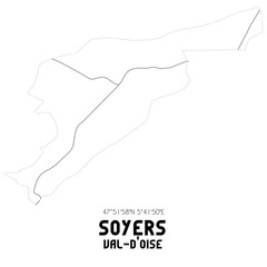 SOYERS Val-d'Oise. Minimalistic street map with black and white lines.