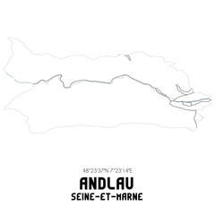 ANDLAU Seine-et-Marne. Minimalistic street map with black and white lines.