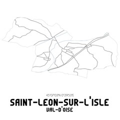 SAINT-LEON-SUR-L'ISLE Val-d'Oise. Minimalistic street map with black and white lines.