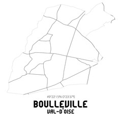 BOULLEVILLE Val-d'Oise. Minimalistic street map with black and white lines.