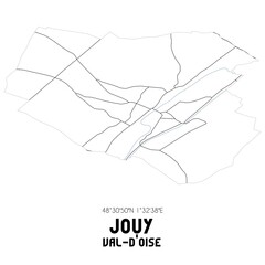 JOUY Val-d'Oise. Minimalistic street map with black and white lines.