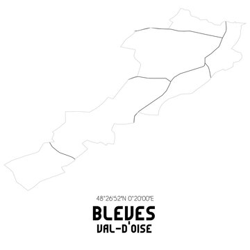 BLEVES Val-d'Oise. Minimalistic street map with black and white lines.