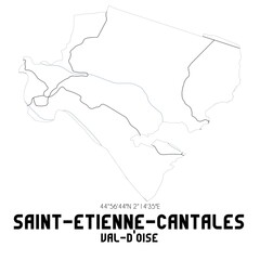 SAINT-ETIENNE-CANTALES Val-d'Oise. Minimalistic street map with black and white lines.