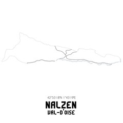 NALZEN Val-d'Oise. Minimalistic street map with black and white lines.