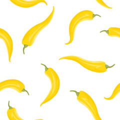 Obraz na płótnie Canvas vegetable pattern with yellow hot pepper vector