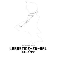 LABASTIDE-EN-VAL Val-d'Oise. Minimalistic street map with black and white lines.