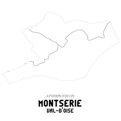 MONTSERIE Val-d'Oise. Minimalistic street map with black and white lines.