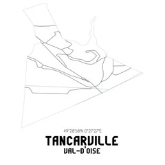 TANCARVILLE Val-d'Oise. Minimalistic street map with black and white lines.