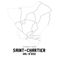 SAINT-CHARTIER Val-d'Oise. Minimalistic street map with black and white lines.