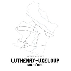 LUTHENAY-UXELOUP Val-d'Oise. Minimalistic street map with black and white lines.
