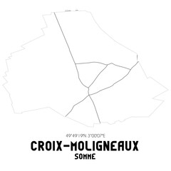 CROIX-MOLIGNEAUX Somme. Minimalistic street map with black and white lines.
