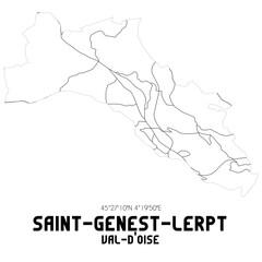 SAINT-GENEST-LERPT Val-d'Oise. Minimalistic street map with black and white lines.