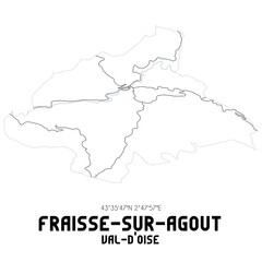 FRAISSE-SUR-AGOUT Val-d'Oise. Minimalistic street map with black and white lines.