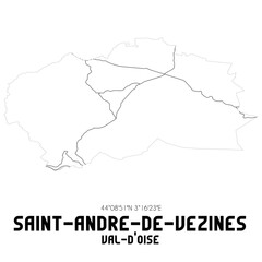 SAINT-ANDRE-DE-VEZINES Val-d'Oise. Minimalistic street map with black and white lines.