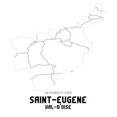 SAINT-EUGENE Val-d'Oise. Minimalistic street map with black and white lines.