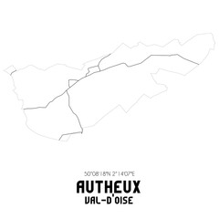 AUTHEUX Val-d'Oise. Minimalistic street map with black and white lines.