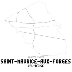 SAINT-MAURICE-AUX-FORGES Val-d'Oise. Minimalistic street map with black and white lines.