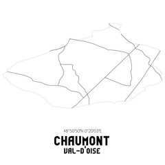 CHAUMONT Val-d'Oise. Minimalistic street map with black and white lines.