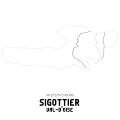 SIGOTTIER Val-d'Oise. Minimalistic street map with black and white lines.