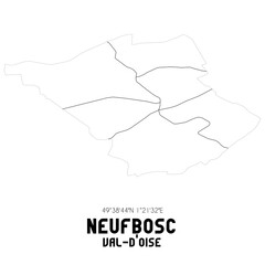 NEUFBOSC Val-d'Oise. Minimalistic street map with black and white lines.