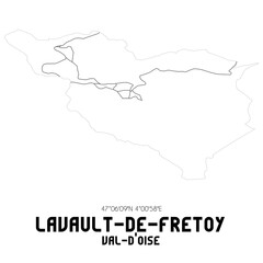 LAVAULT-DE-FRETOY Val-d'Oise. Minimalistic street map with black and white lines.