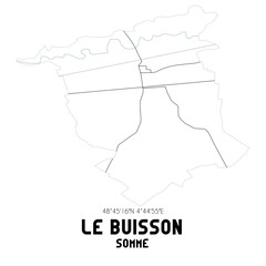 LE BUISSON Somme. Minimalistic street map with black and white lines.