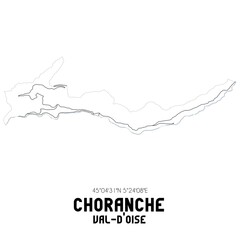 CHORANCHE Val-d'Oise. Minimalistic street map with black and white lines.
