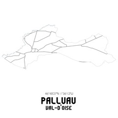 PALLUAU Val-d'Oise. Minimalistic street map with black and white lines.