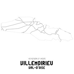 VILLEMOIRIEU Val-d'Oise. Minimalistic street map with black and white lines.