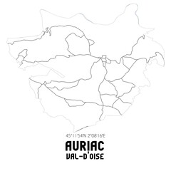 AURIAC Val-d'Oise. Minimalistic street map with black and white lines.