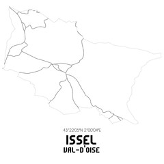 ISSEL Val-d'Oise. Minimalistic street map with black and white lines.