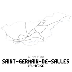 SAINT-GERMAIN-DE-SALLES Val-d'Oise. Minimalistic street map with black and white lines.