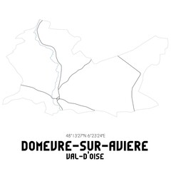 DOMEVRE-SUR-AVIERE Val-d'Oise. Minimalistic street map with black and white lines.