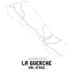LA GUERCHE Val-d'Oise. Minimalistic street map with black and white lines.