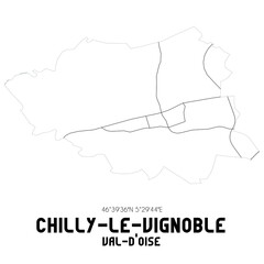 CHILLY-LE-VIGNOBLE Val-d'Oise. Minimalistic street map with black and white lines.