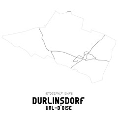 DURLINSDORF Val-d'Oise. Minimalistic street map with black and white lines.