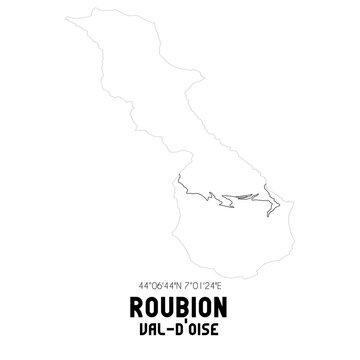 ROUBION Val-d'Oise. Minimalistic street map with black and white lines.