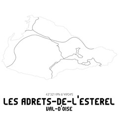 LES ADRETS-DE-L'ESTEREL Val-d'Oise. Minimalistic street map with black and white lines.