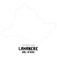 LAMANERE Val-d'Oise. Minimalistic street map with black and white lines.