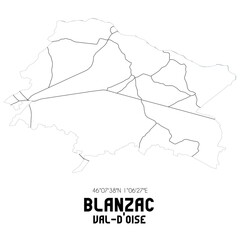 BLANZAC Val-d'Oise. Minimalistic street map with black and white lines.